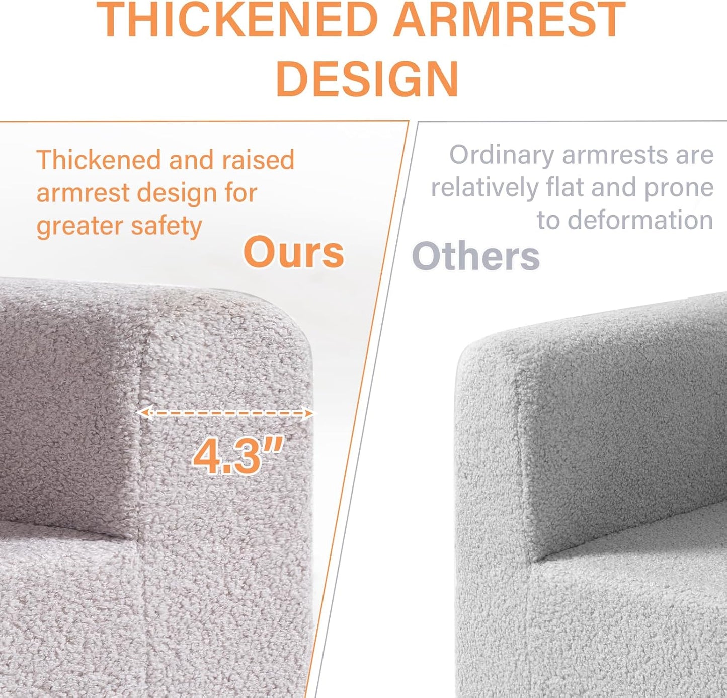 Tiita Kids Couch Sherpa Toddler Chair, Cloud-Like Comfy Kids Sofa Toddler Reading Chair with Washable Cover Carrying Handle, Convertible Children Sofa Chair for Girls and Boys