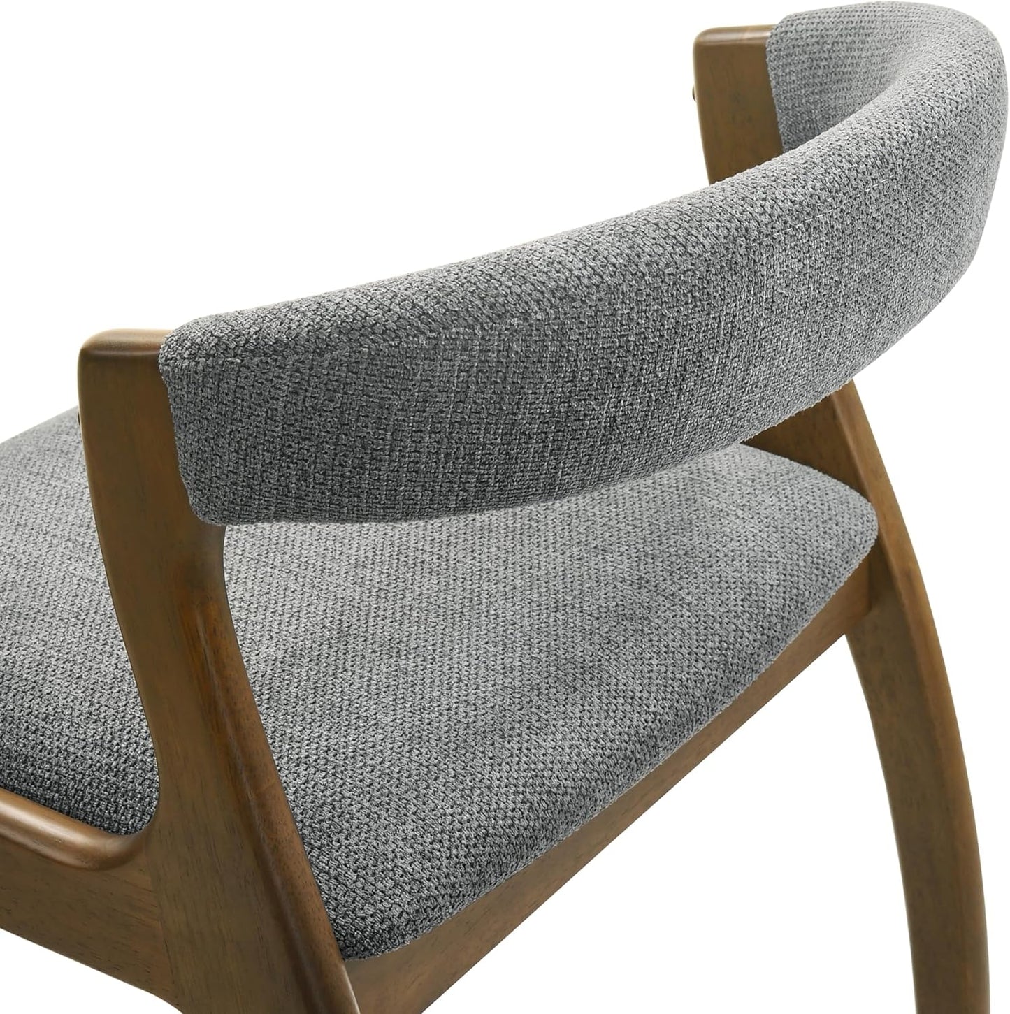 Armen living Ileena Mid-Century Modern 7-Piece Wood Dining Set in Walnut with Tempered Glass Top