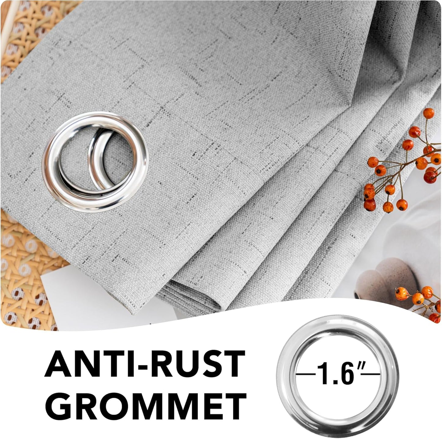 H.VERSAILTEX 100% Blackout Curtains for Bedroom Thermal Insulated Linen Textured Curtains Heat and Full Light Blocking Drapes Living Room Curtains 2 Panel Sets, 42x54 Inch, Glacier Gray