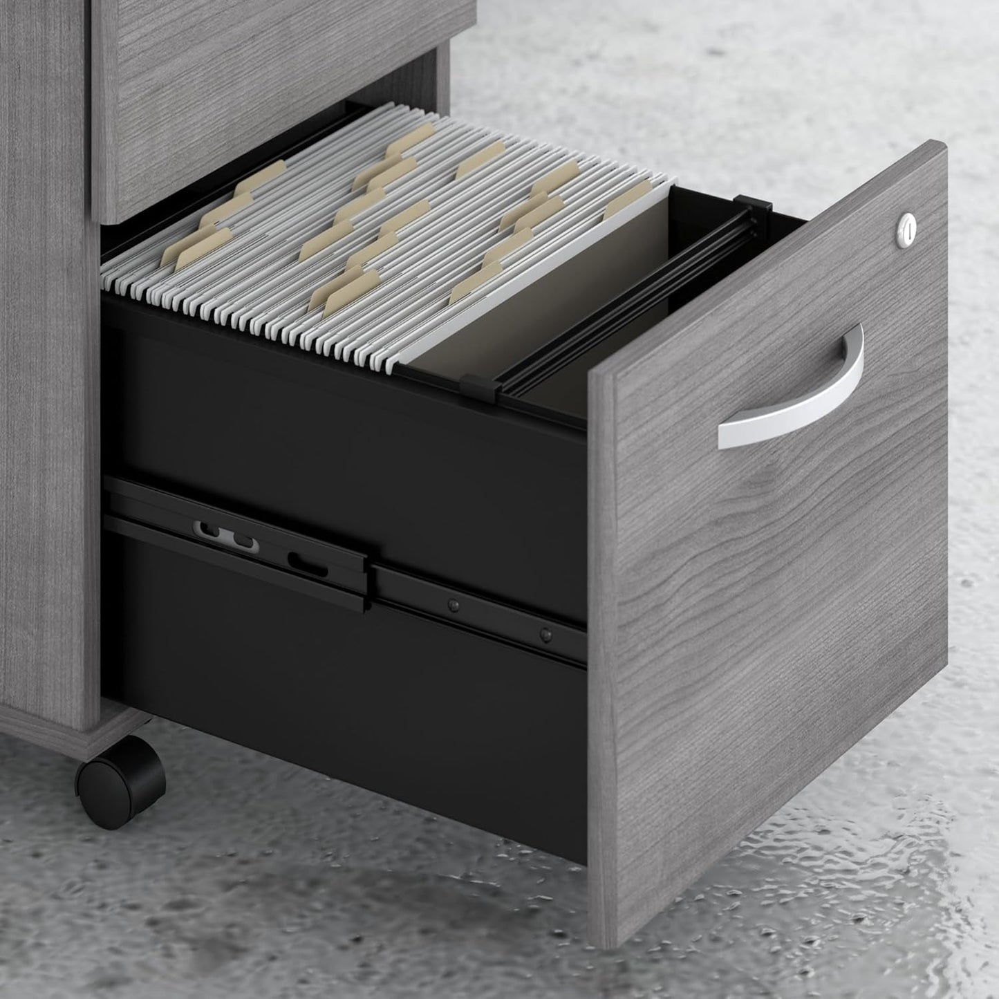Bush Business Furniture Studio C 3 Drawer Mobile File Cabinet in Platinum Gray | Assembled Office Storage Unit for Home or Commercial Spaces