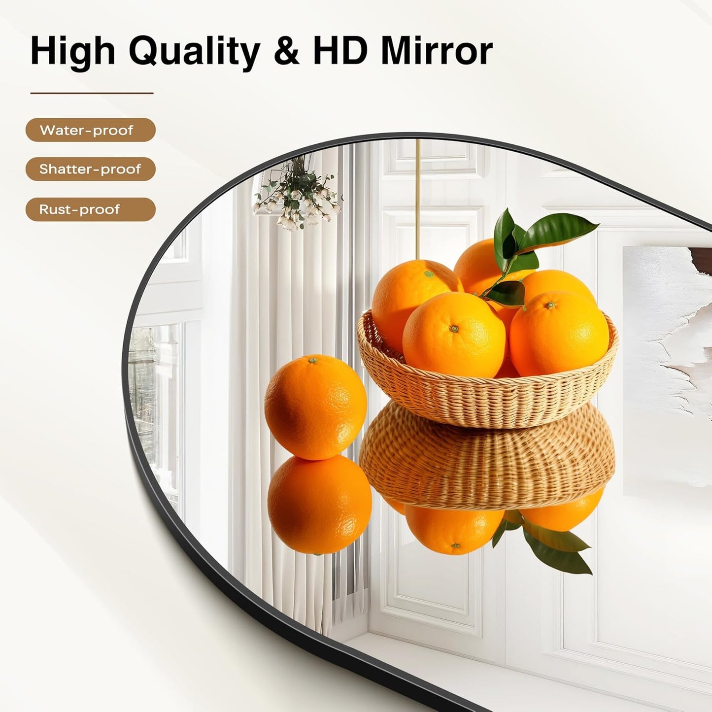 Black Arch Mirror, 30’’x36’’ Black Mirror for Bathroom, Wide Arched Bathroom Mirror with Metal Wall Mounted Mirror for Bedroom Living Room Entryway Modern