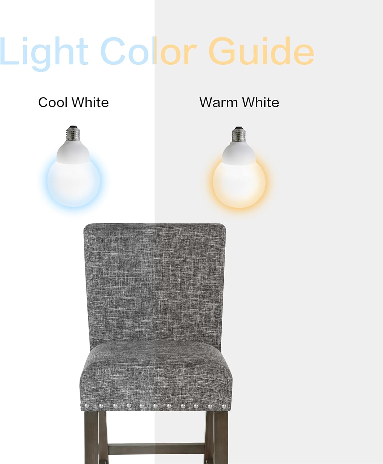 Homepop Home Decor | Nailhead Trim Counter Height Bar Stools | 24 Inch Bar Stools | Decorative Home Furniture (Slate Gray)