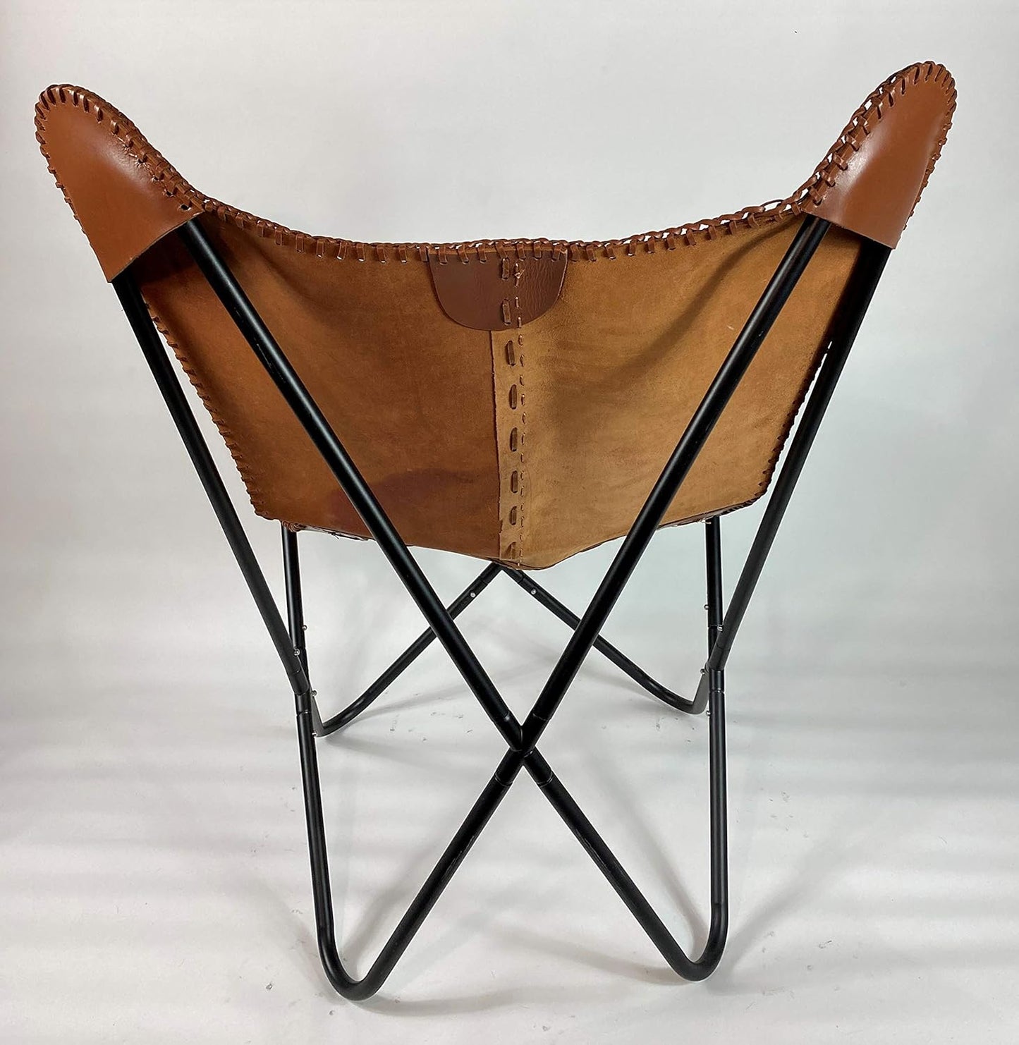 Brown Saddle Butterfly Modern Chair - Genuine Leather