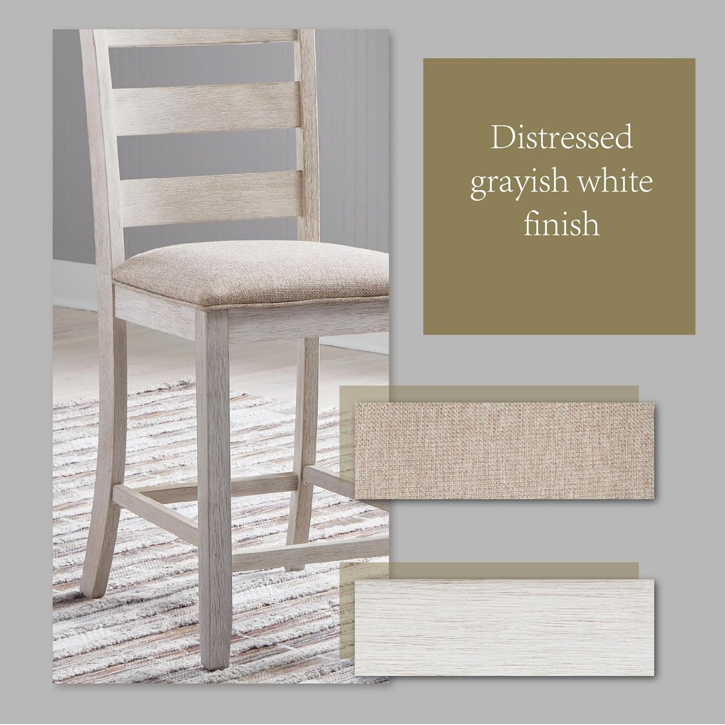 Signature Design by Ashley Skempton 24" Counter Height Upholstered Barstool, Set of 2, Antique White