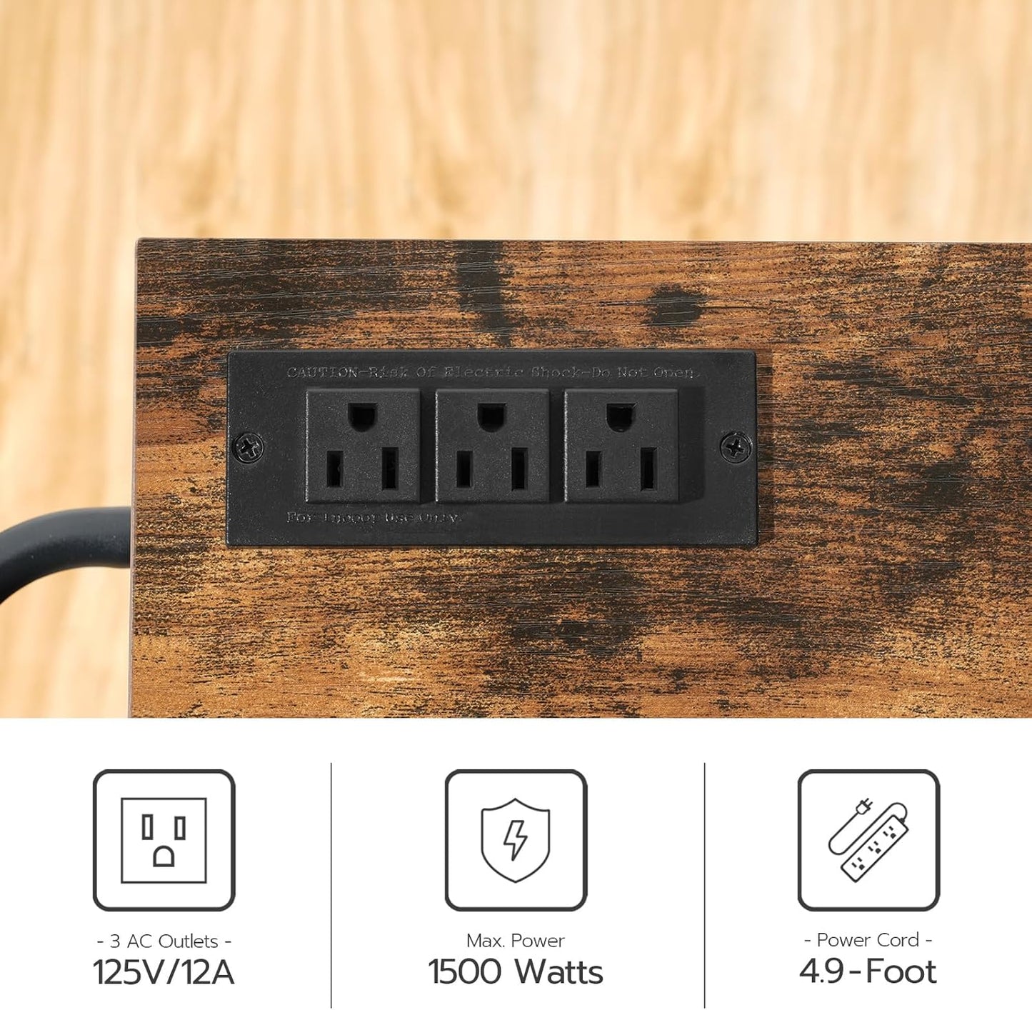 HOOBRO Kitchen Island with Power Outlet, Kitchen Island Storage Island with Large Worktop, Spice Rack and Drawer, Rolling Kitchen Cart on Wheels, for Kitchen and Dining Room, Rustic Brown and Black