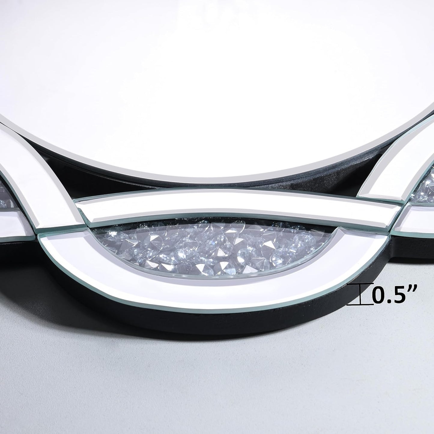 Crystal Decorative Mirror-32 x32 Gorgeous Silver Mirror Crush Diamond Mirror for Wall Decoration Bedroom Bathroom Dining Room and Living Room