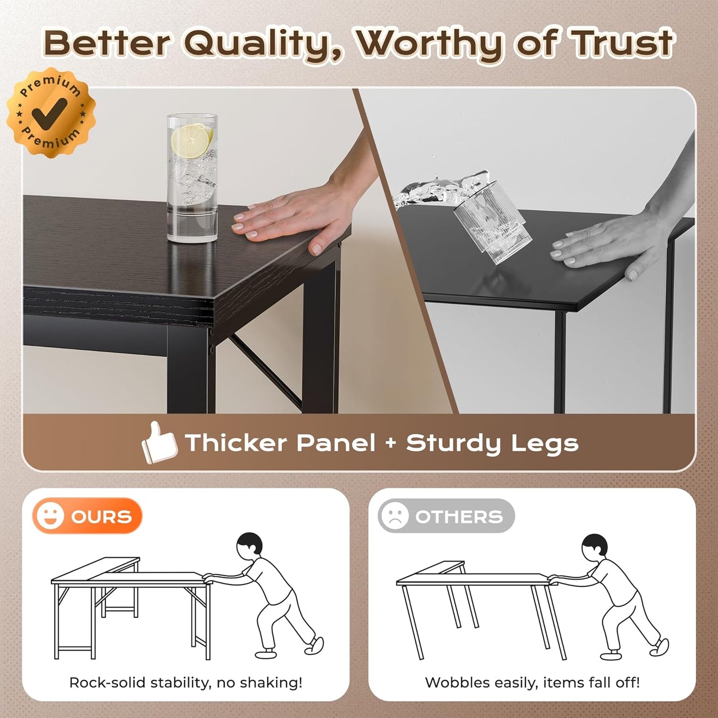 Huuger 63 Inch L Shaped Desk with 0.95 Inch Thicker Desktop, Reversible Computer, Larger Corner Office Gaming Desk, Robust Metal Frame, for Home Office, Study, Black