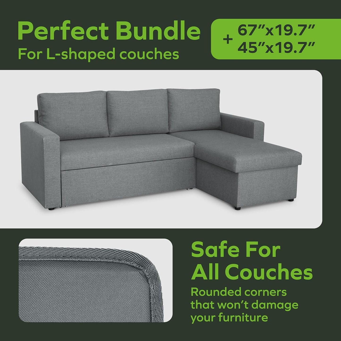 BEN'SHOME® Sectional Couch Cushion Support for fix Sagging Seats - Heavy Duty Solid Wood Sofa Support Board | 67"+45" x 19.7" Under Cushion Insert Set | Non-Slip Furniture Saver | 400 LB Capacity Each