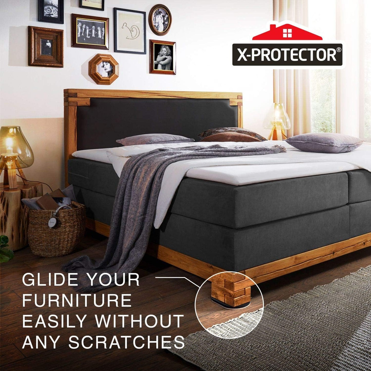 Felt Furniture Sliders Hardwood Floors X-PROTECTOR β 4 PCS 9 1/2 inch Furniture Sliders β Heavy Duty Felt Sliders Hard Surfaces β Move Your Furniture Easily & Safely!