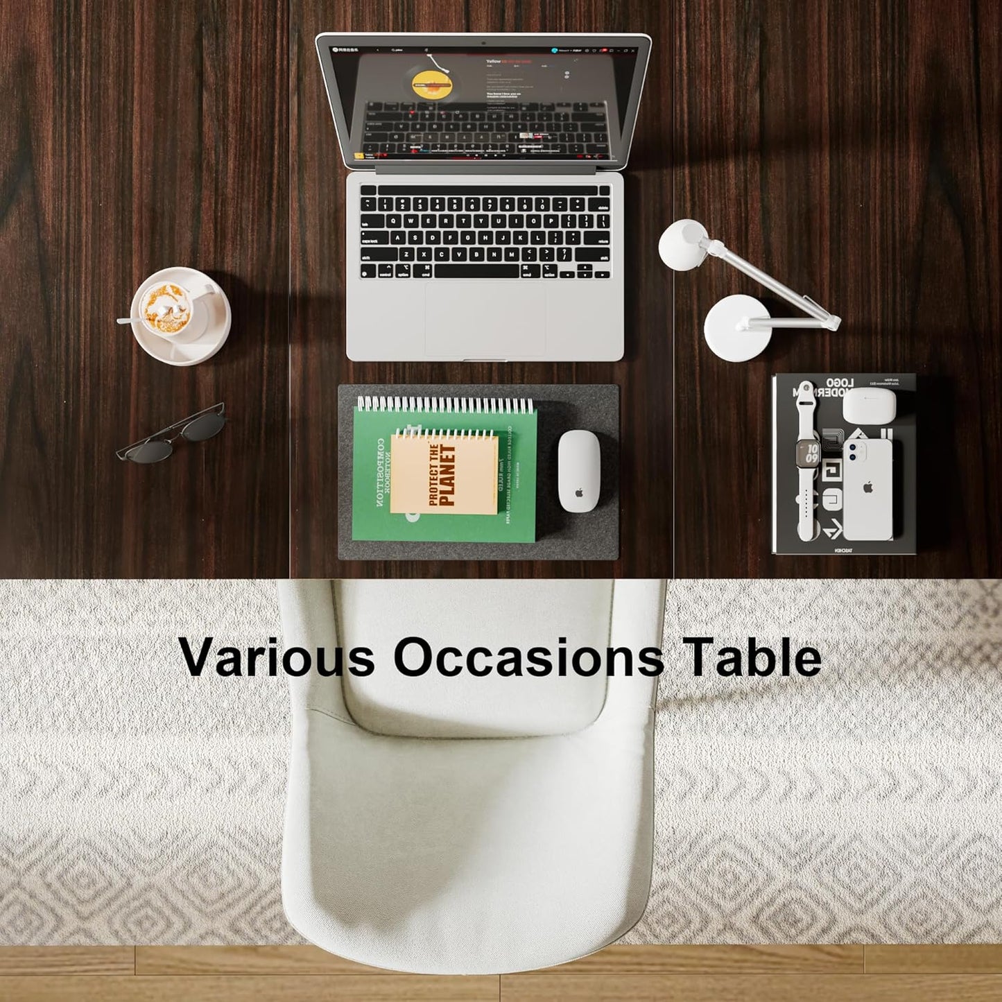 Feonase 63" Extendable Kitchen Table, Modern Farmhouse Dining Table for 4-8, Wooden Dining Room Table for Small Space, Dining Room, Home Office, Living Room Furniture, Espresso