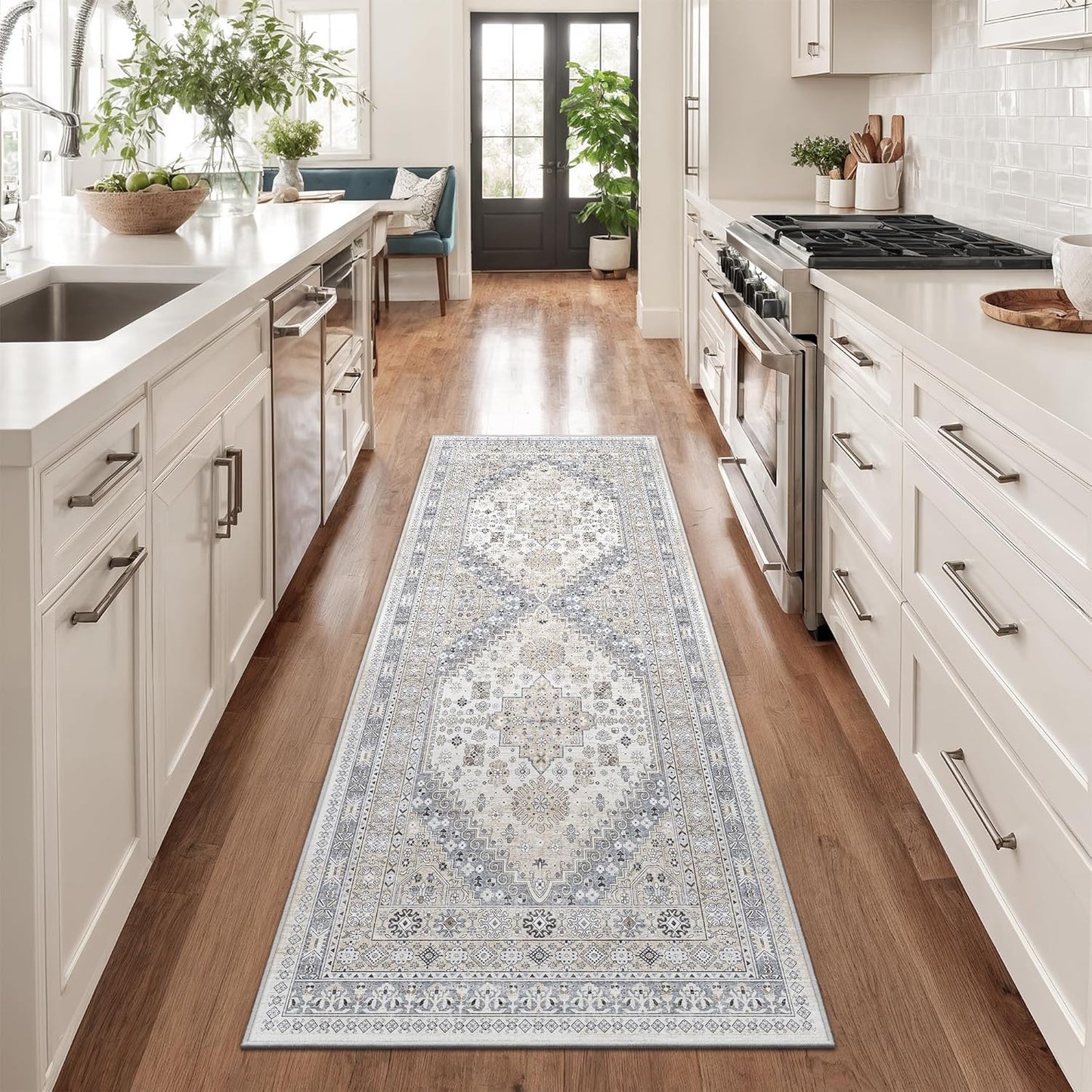 zesthome Runner Rug 2x5 - Stain Resistant Machine Washable Rug, Non Slip Vintage Hallway Runner Rugs, Low Pile Lightweight Runners for Kitchen, Entryway and Corridor