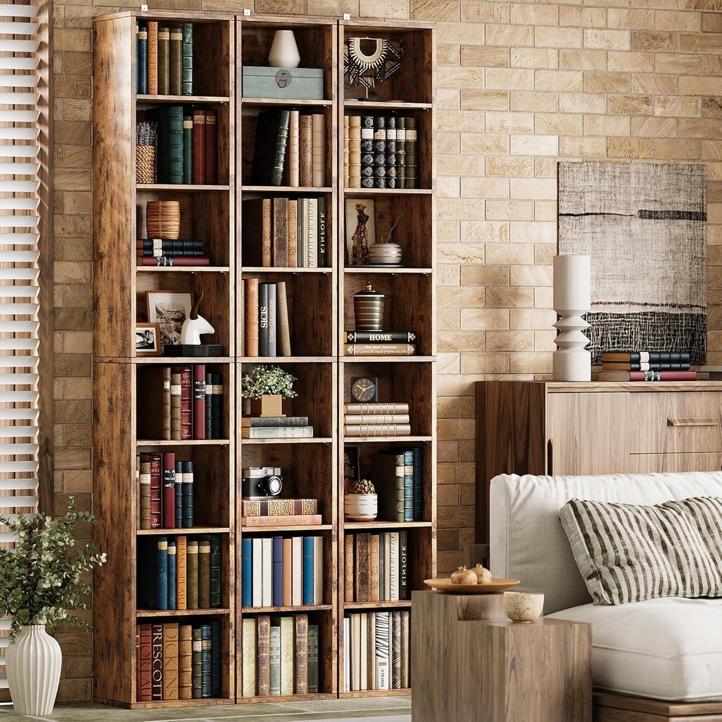 IRONCK Tall Narrow Bookshelf 8 Tiers, Compact Corner Bookcase, Easy to Match for Living Room, Office, Study, Bedroom
