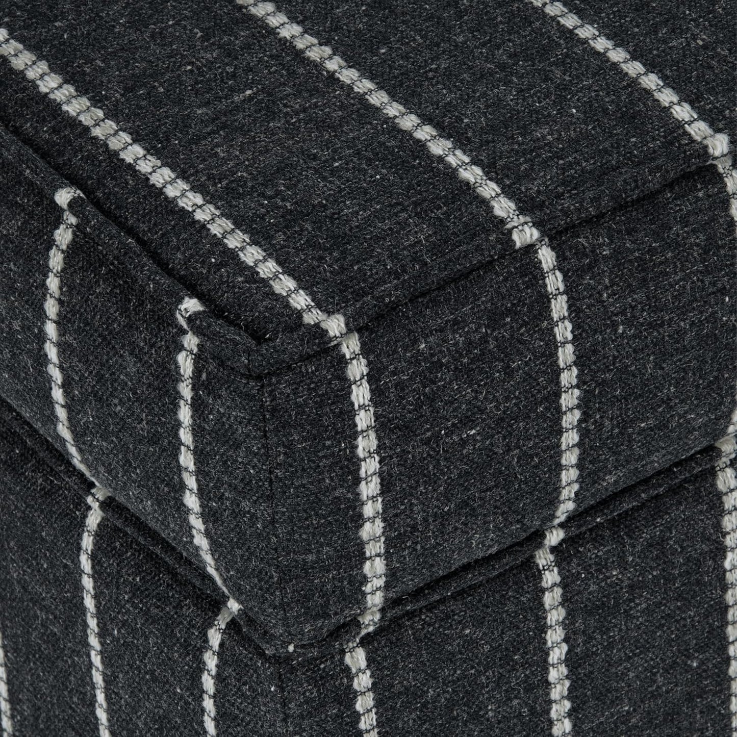 HomePop Home Decor |K7342-F2372 | Classic Square Storage Ottoman with Lift Off Lid- Black with Boucle Stripe