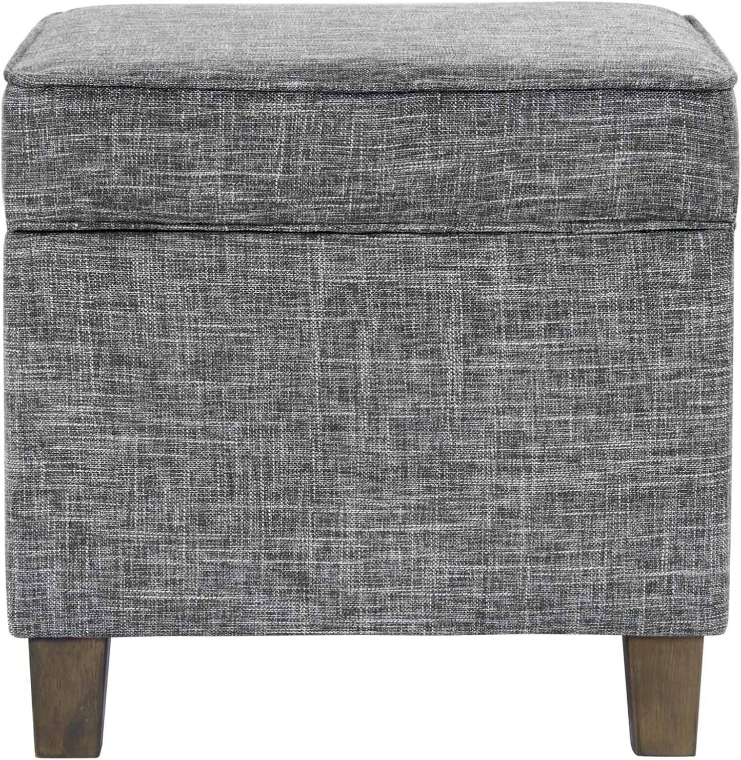 HomePop Home Decor | K7342-F2182 | Classic Square Storage Ottoman with Lift Off Lid | Ottoman with Storage for Living Room & Bedroom, Slate Grey Large