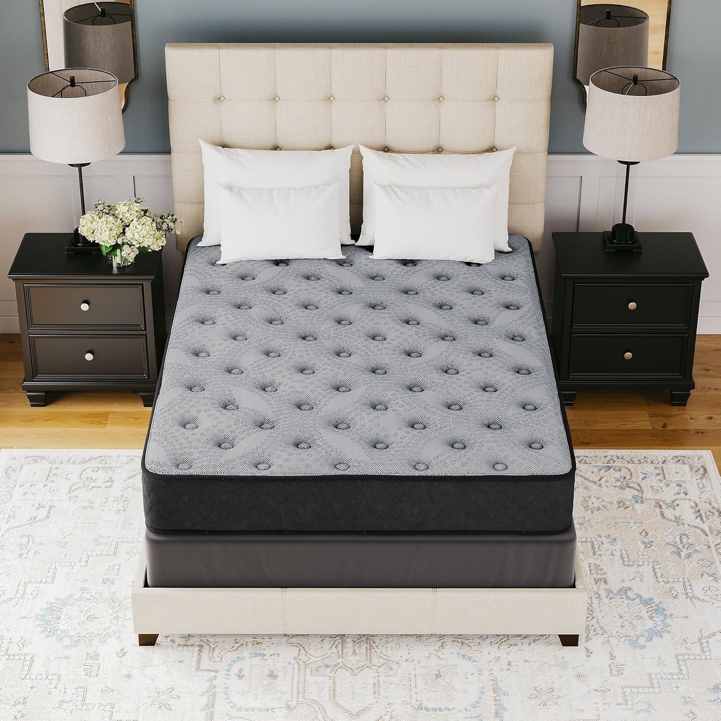 Signature Design by Ashley King Size Comfort Plus 10 Inch Hybrid Mattress with Lumbar Support Gel Memory Foam, Fiberglass Free, Mattress In A Box