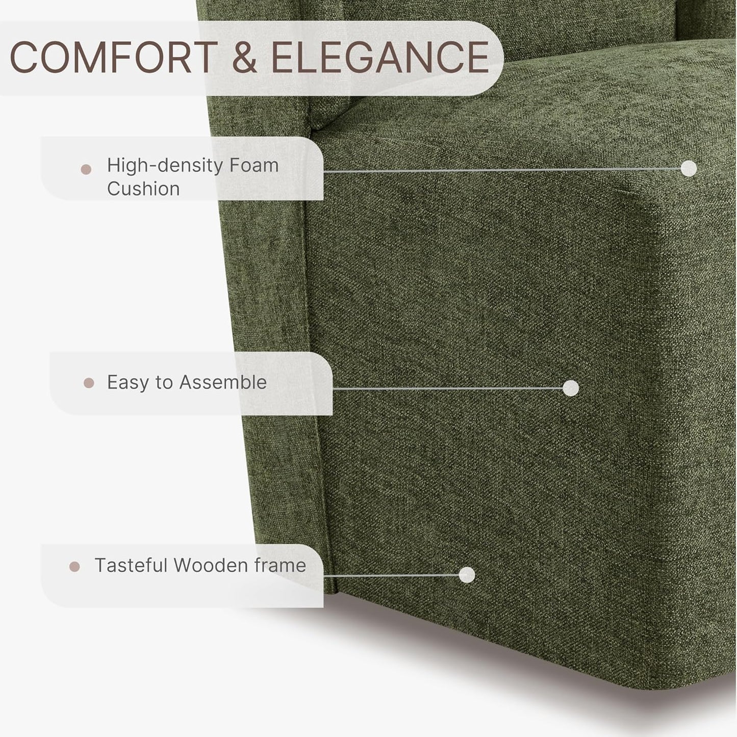 Dining Chairs with Casters Require Assembly Upholstered Wingback Single Sofa Armless Deskchair for Bedroom Waiting Room Kitchen Diningroom