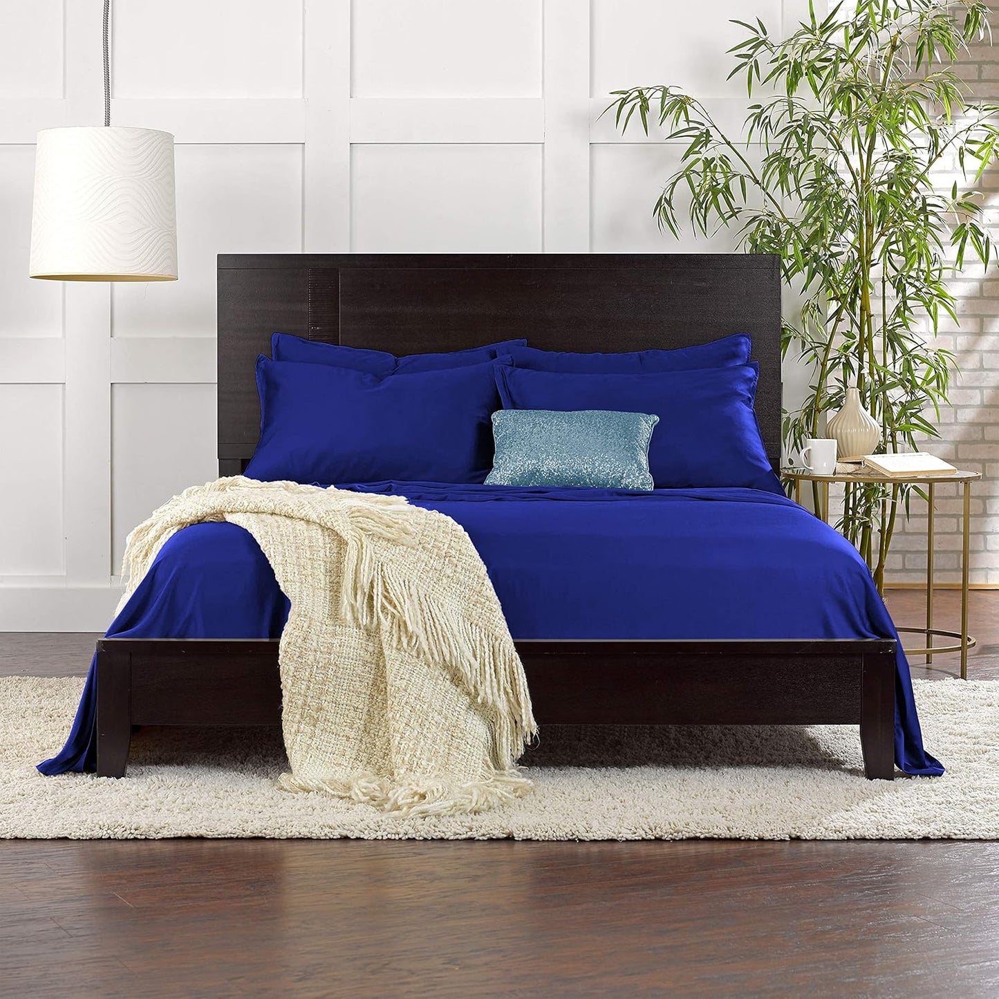 Split King Sheets by Pure Bamboo, Genuine 100% Organic Viscose Derived from Bamboo Bed Sheet Set, Soft & Cooling, Double Stitching *Not for Split Top (Split King, Cobalt Blue)