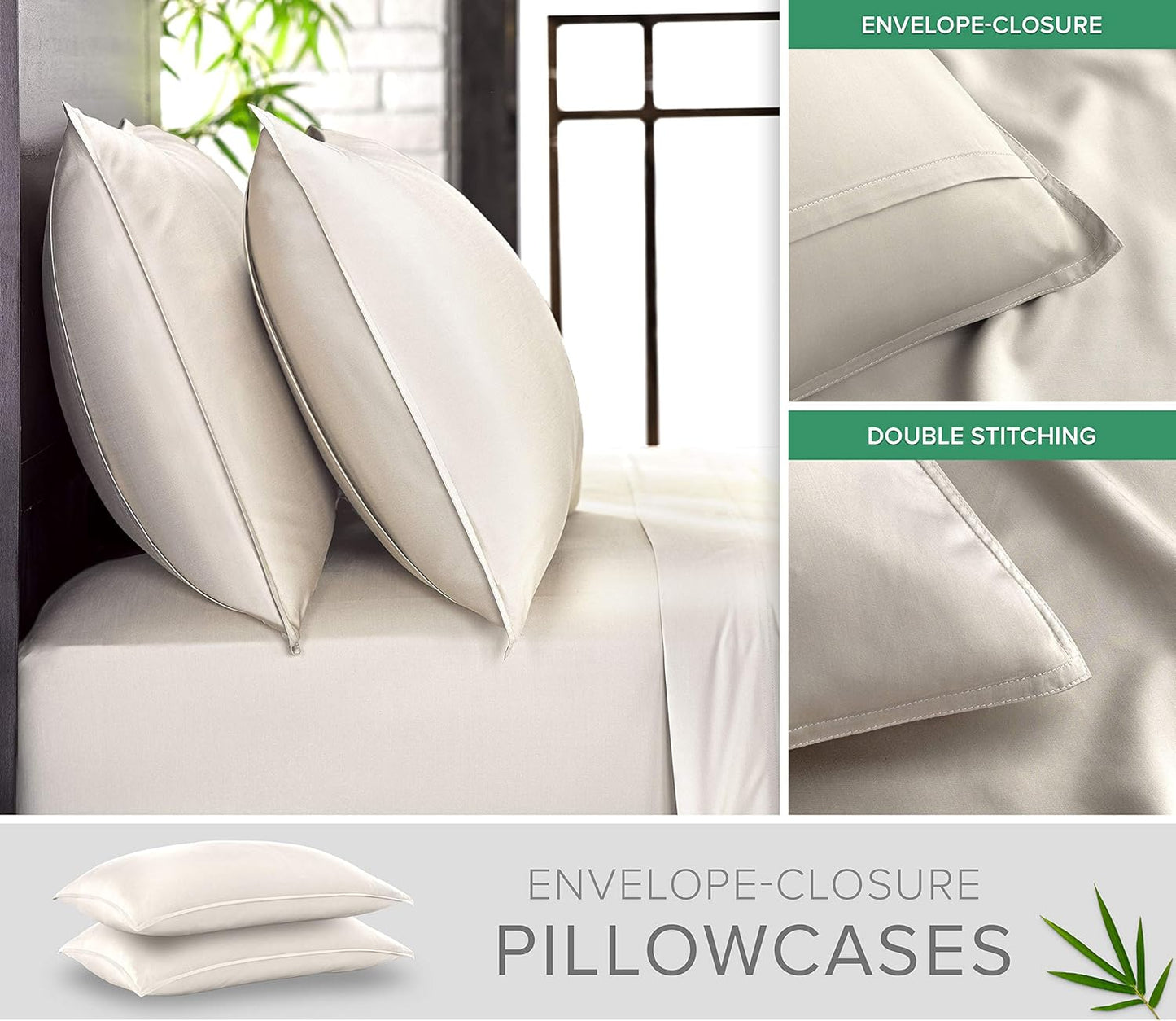 California King Sheets by Pure Bamboo, Genuine 100% Organic Viscose Derived from Bamboo Bed Sheet Set, Soft & Cooling, Double Stitching, Lifetime Quality Promise (California King, Ivory)