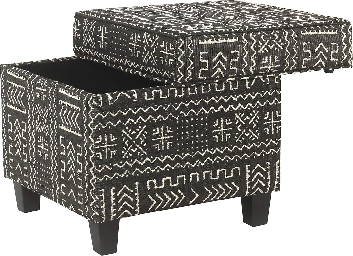 Homepop Home Decor | K7342-F2267 | Classic Square Storage Ottoman with Lift Off Lid | Ottoman with Storage for Living Room & Bedroom, Onyx, Large