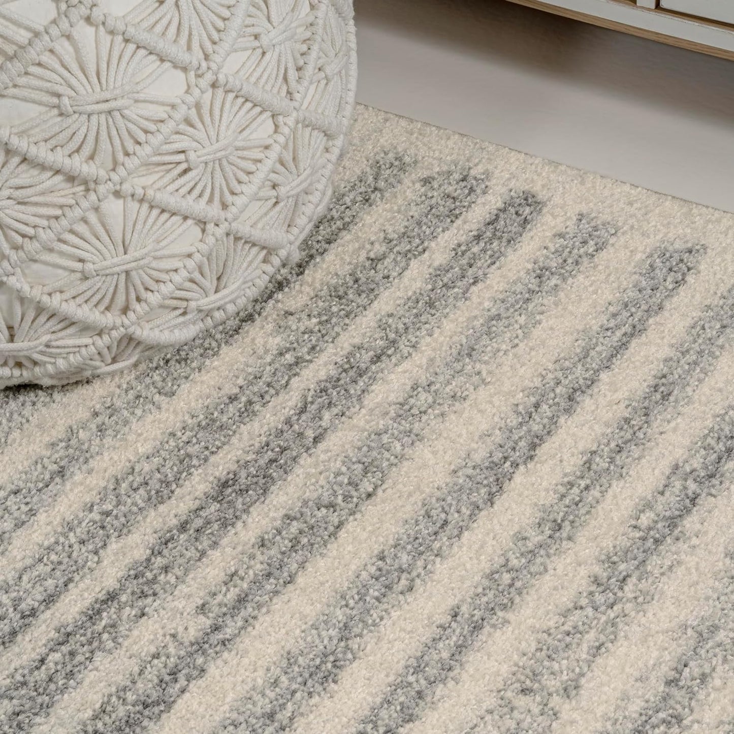JONATHAN Y Khalil Modern Berber Stripe Cream/Gray Runner Rug, 2x8, Contemporary, Bohemian, Easy-Cleaning for Living Room, Bedroom, Kitchen, Pet Friendly, Non-Shedding (MOH207C-28)