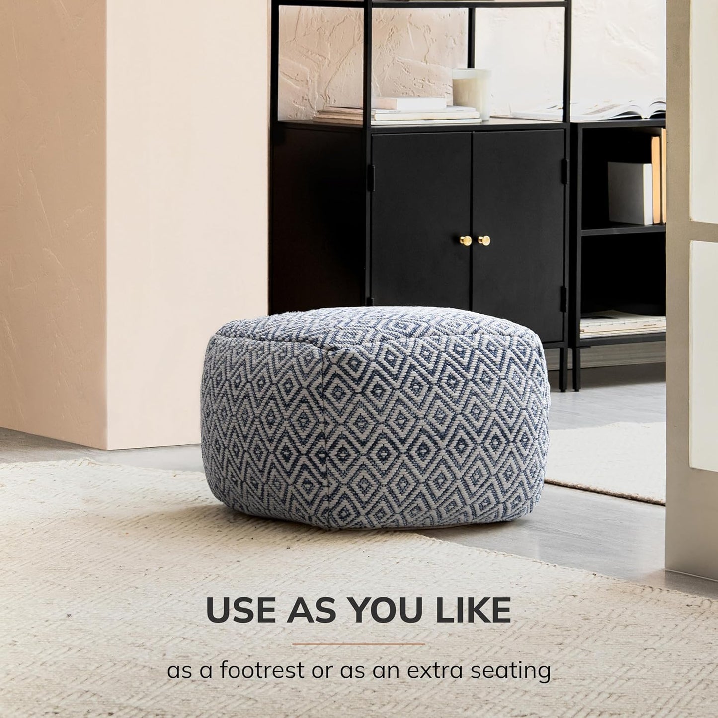 Anji Mountain 22"x22"x16" Handmade & Handcrafted Ottoman Pouf Comfortable Pouf Ottoman Foot Rest & Home Décor Accent for Living Room, Bedroom, Nursery, Kids Room, Patio