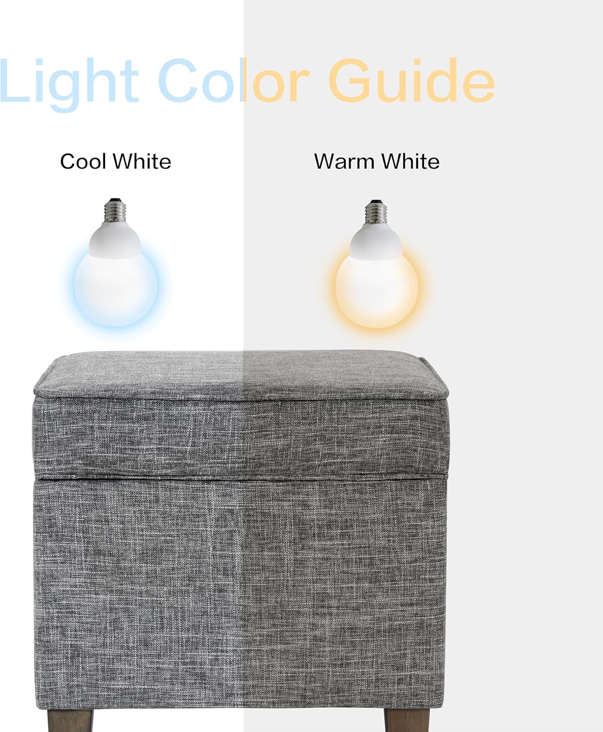 HomePop Home Decor | K7342-F2182 | Classic Square Storage Ottoman with Lift Off Lid | Ottoman with Storage for Living Room & Bedroom, Slate Grey Large