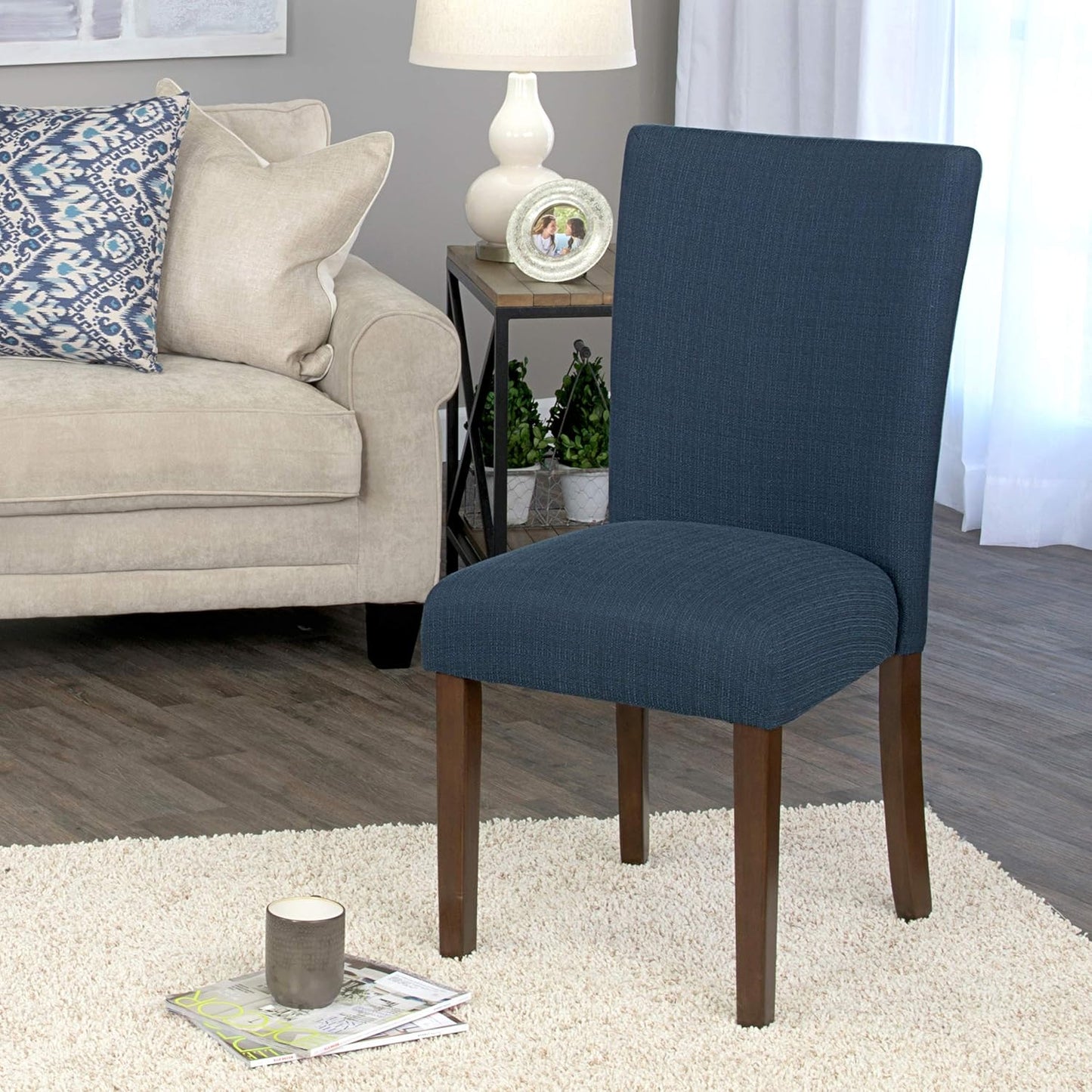 HomePop Parsons Classic Upholstered Accent Dining Chair, Single Pack, Dark Blue