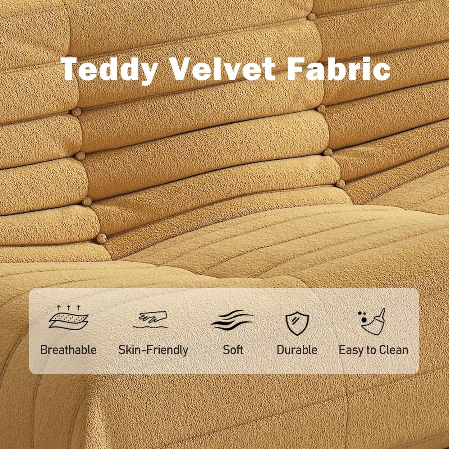 Bean Bag Chair, Loveseat Fireside Chair Bean Bag Sofa Large Bean Bag Chair for Adults, 2 Seater Bean Bag Chairs for Teens with High Density Comfortable Foam, Bean Bag for Living Room, Bedroom (Yellow)