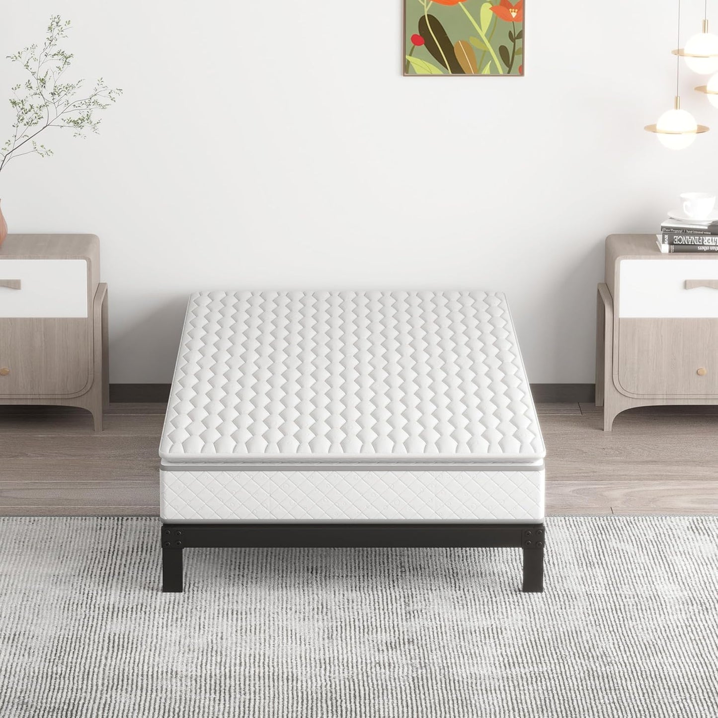 7 Inch Twin Bed Frames No Box Spring Need, Low Profile Metal Platform Twin Size Bed Frame, Heavy Duty Support Bedframes Twin, Easy Assembly