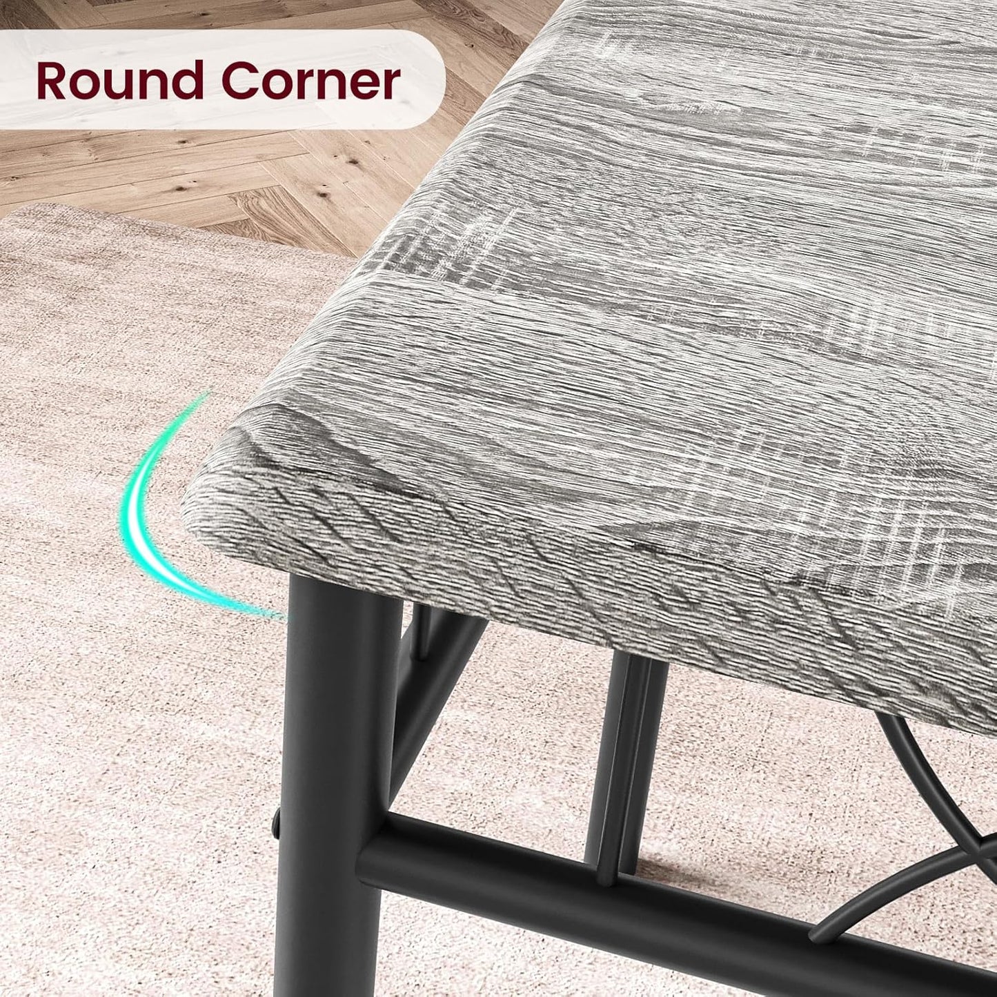 GAOMON Dining Table Set for 4, Rectangle Kitchen Table with 4 Upholstered Chairs Set for 4, 5-Piece Compact Apartment Kitchen & Dining Room Set Furniture for Small Spaces, Space-Saving, Rustic Gray