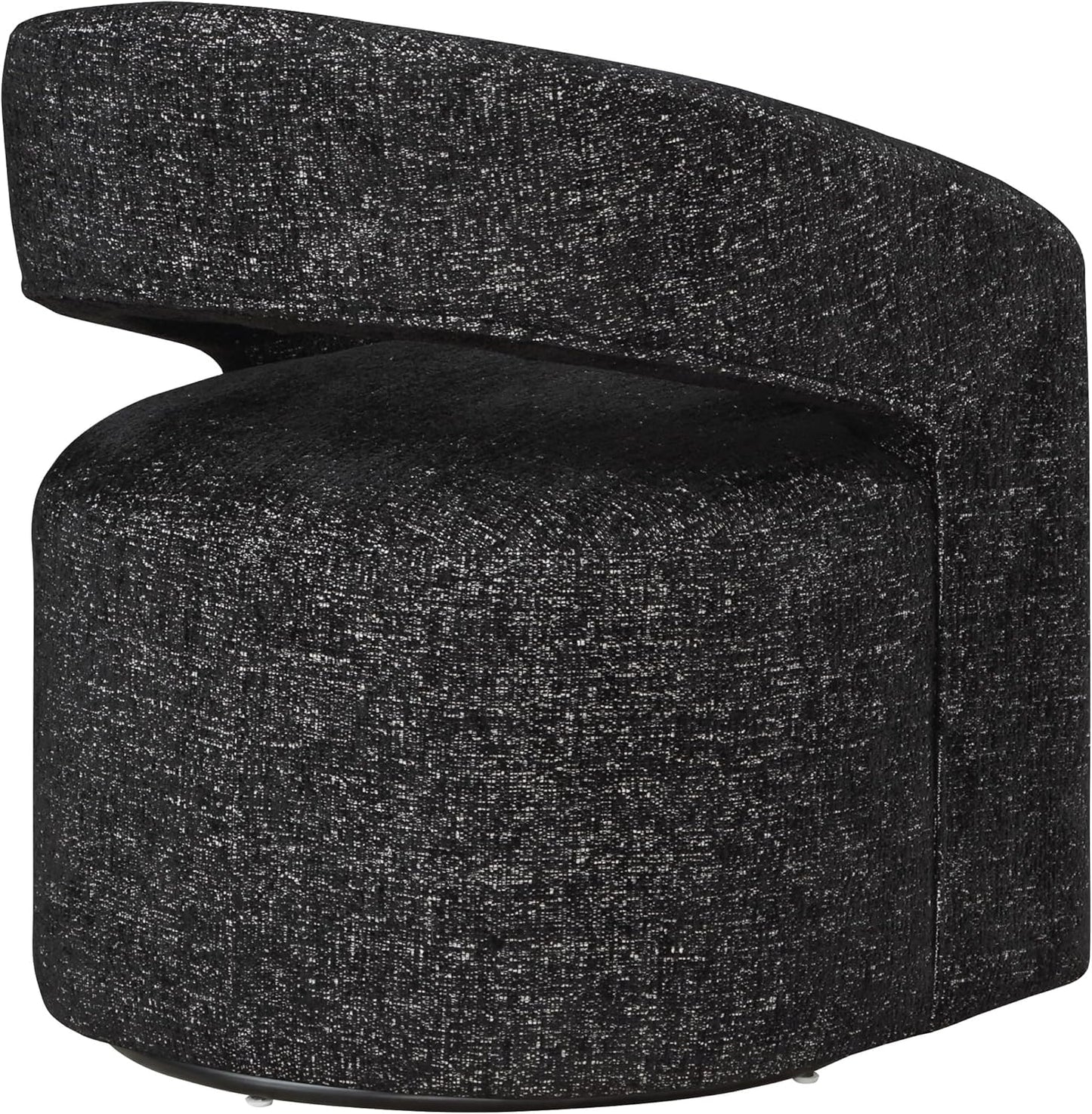 OSP Home Furnishings Devin Modern Upholstered Swivel Accent Barrel Chair, Midnight