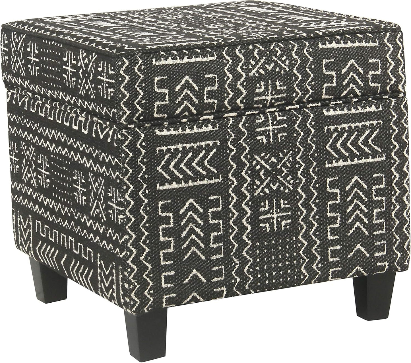 Homepop Home Decor | K7342-F2267 | Classic Square Storage Ottoman with Lift Off Lid | Ottoman with Storage for Living Room & Bedroom, Onyx, Large