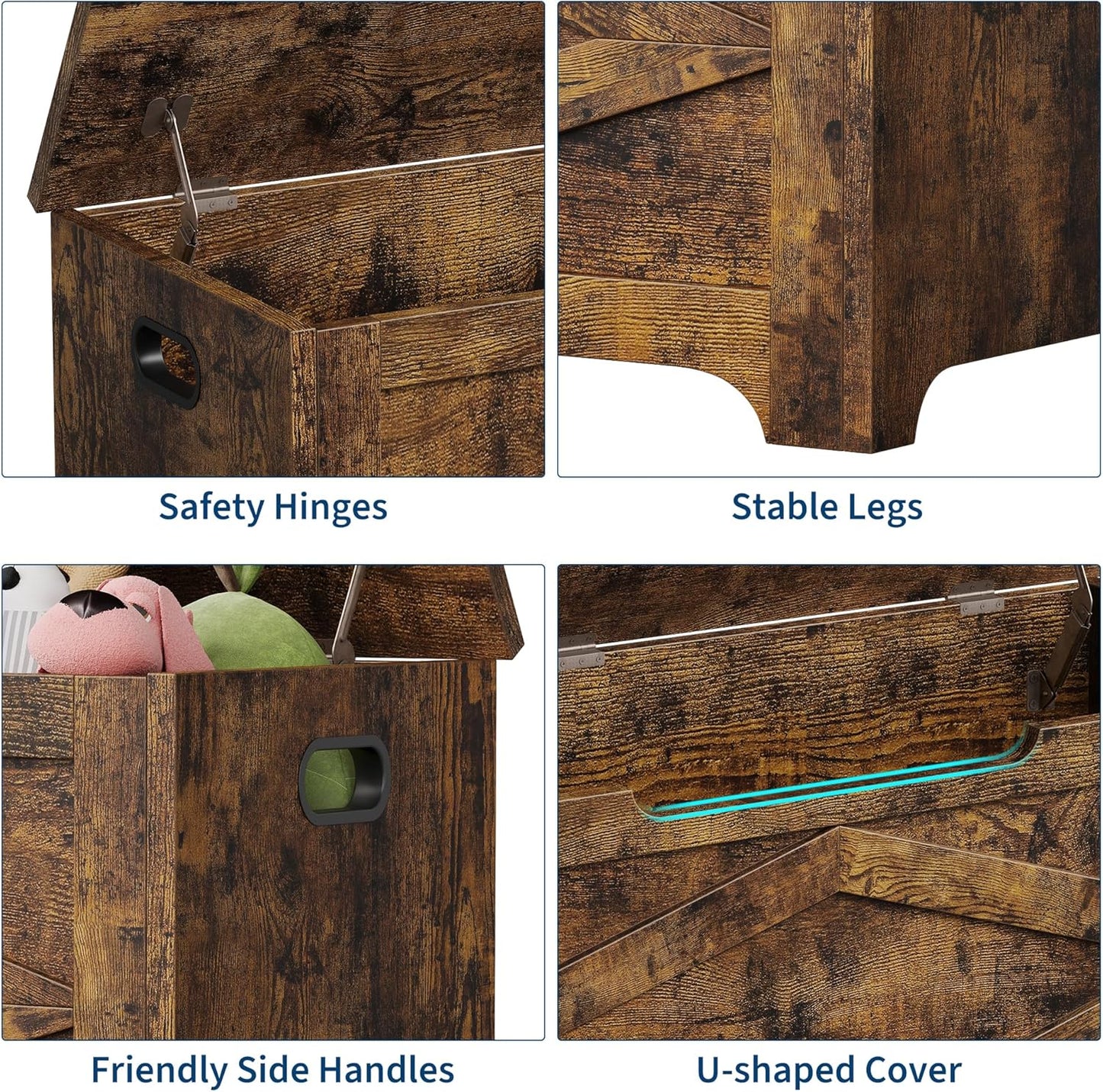 GarveeHome 39.4" Storage Chest, Wooden Storage Bench with Safety Hinges, Easy Assembly, Large Toy Chest for Entryway, Living Room, Bedroom