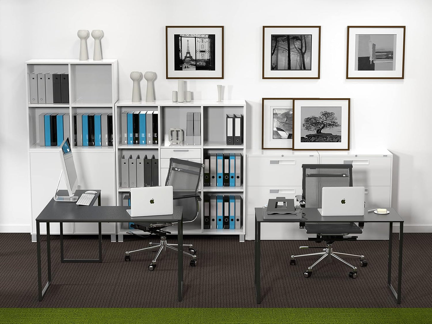 SHW Mission 48 x 48 Inches L-Shape Home Office Computer Desk, Black