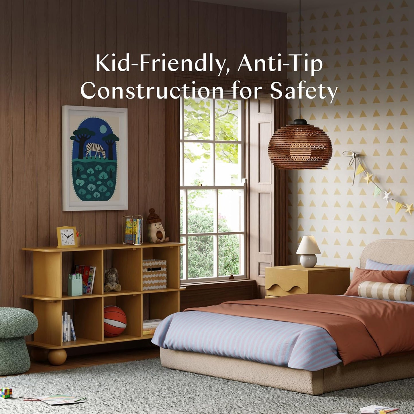 Babyletto Crosby Assembled Open Bookcase Kids Book Case w/Wide 6-Cube Montessori Wooden Book Shelves for Bedroom/Playroom/Living Room/Office - Modern Wood Bookshelf - Honey