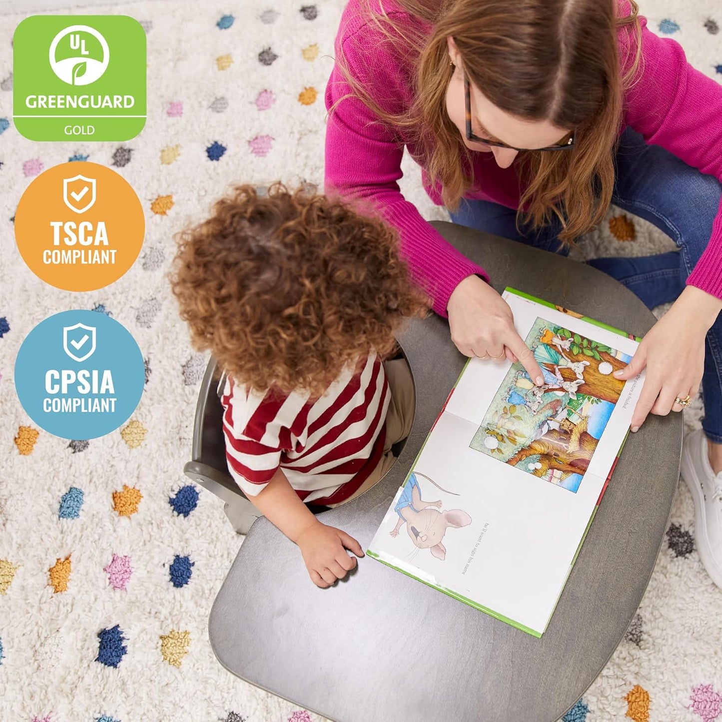 ECR4Kids Little Learner Table and Chair Set, Kids Furniture, Grey Wash