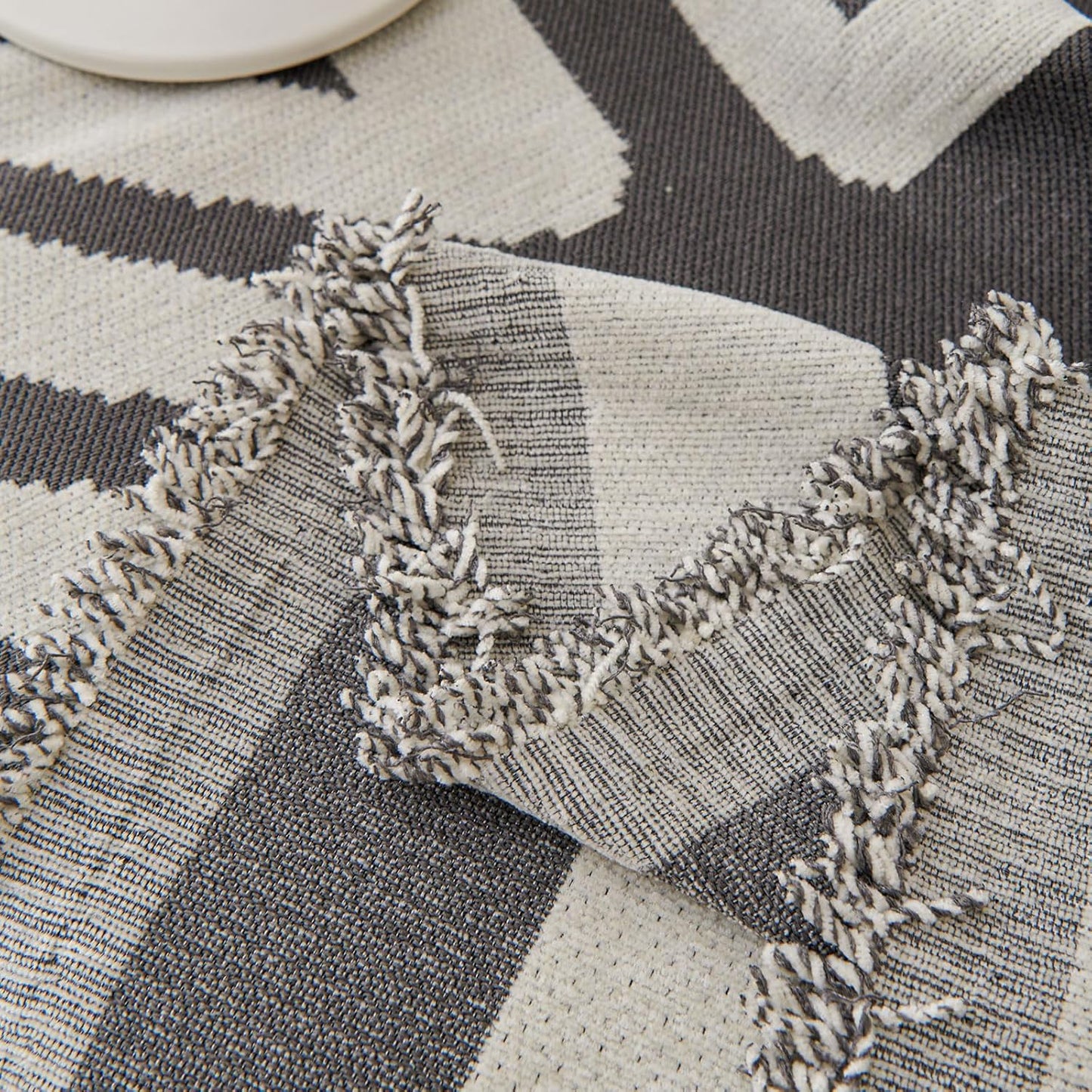 STACYPIK Thick Chenille Boho Sofa Cover Dark Grey Jacquard Geometric Sofa Cover for 1 Cushion Couch L Shape Cover Dog Sofa Protector Non Slip Pet Protector Covers Reversible Sofa Covers-71X71IN