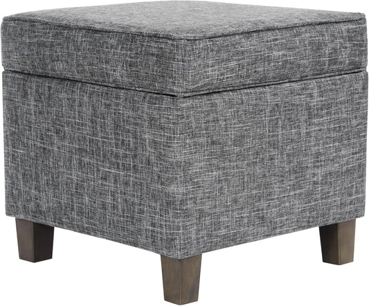 HomePop Home Decor | K7342-F2182 | Classic Square Storage Ottoman with Lift Off Lid | Ottoman with Storage for Living Room & Bedroom, Slate Grey Large