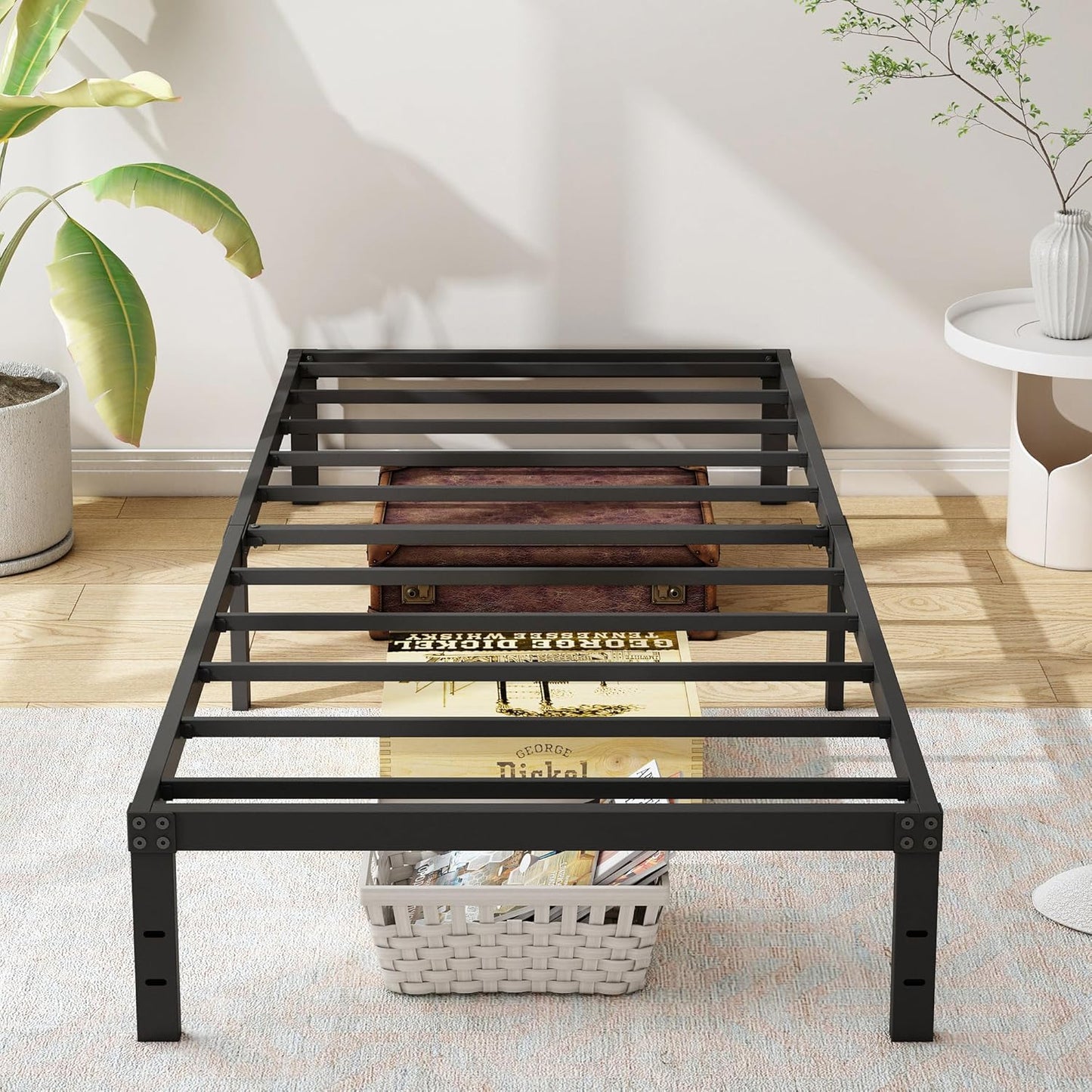 10 Inch XL Twin Bed Frames, Platform Metal Bed Frame Twin XL Size Heavy Duty Steel Slat Mattress Foundation, No Box Spring Needed, Easy Assembly, Noise-Free, Black