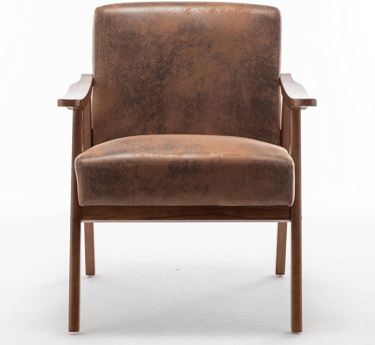 Container Furniture Direct Accent Chair with Microfiber Upholstery and Solid Wood Frame, Classic Mid-Century Modern Living Room Furniture for Extra Seating, Brown