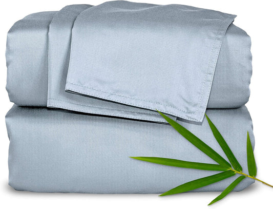 California King Sheets by Pure Bamboo, Genuine 100% Organic Viscose Derived from Bamboo Bed Sheet Set, Soft & Cooling, Double Stitching, Lifetime Quality Promise (California King, Sterling Blue)