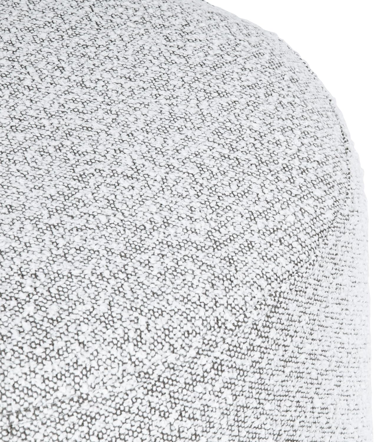 Bouclé Ottoman with Wooden Base – 22” Round Upholstered Footrest, Cream Bouclé with Gray Yarns, Modern Accent Stool for Living Room & Bedroom