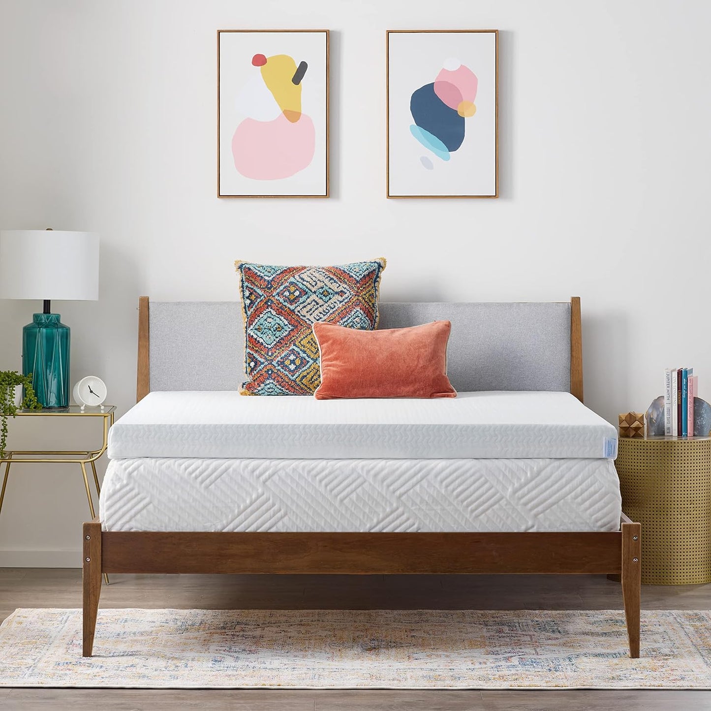 Linenspa 4 Inch Gel Swirl Memory Foam Topper + Cover-Contouring Comfort-Gel Infusion-Machine Washable-Cover, Twin