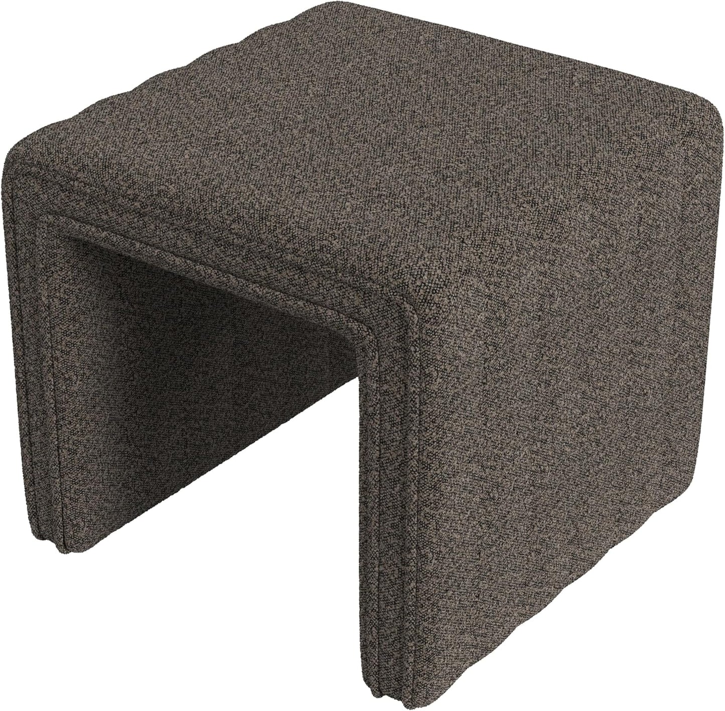 HomePop Modern Channel Tufted Ottoman Home Décor|Ottoman for Living Room & Bedroom - Dark Brown Boucle