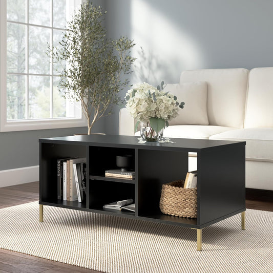 Bush Home Essence Coffee Table with Storage, Living Room Furniture, Essence Collection, Black Stipple