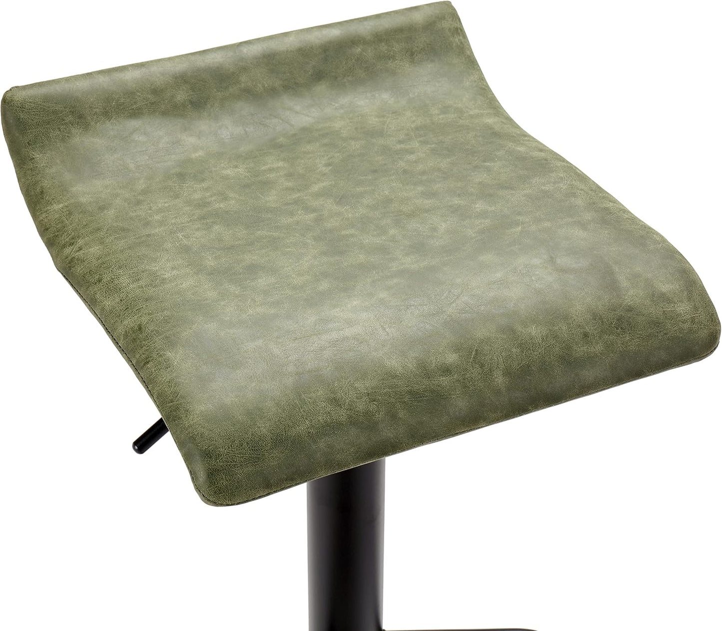 Finnhomy Bar Stools Set of 2 Counter Height, Swivel Barstools with Footrest and Backless, Height Adjustable Modern Bar stools for Kitchen, Vintage Leather, Retro Green