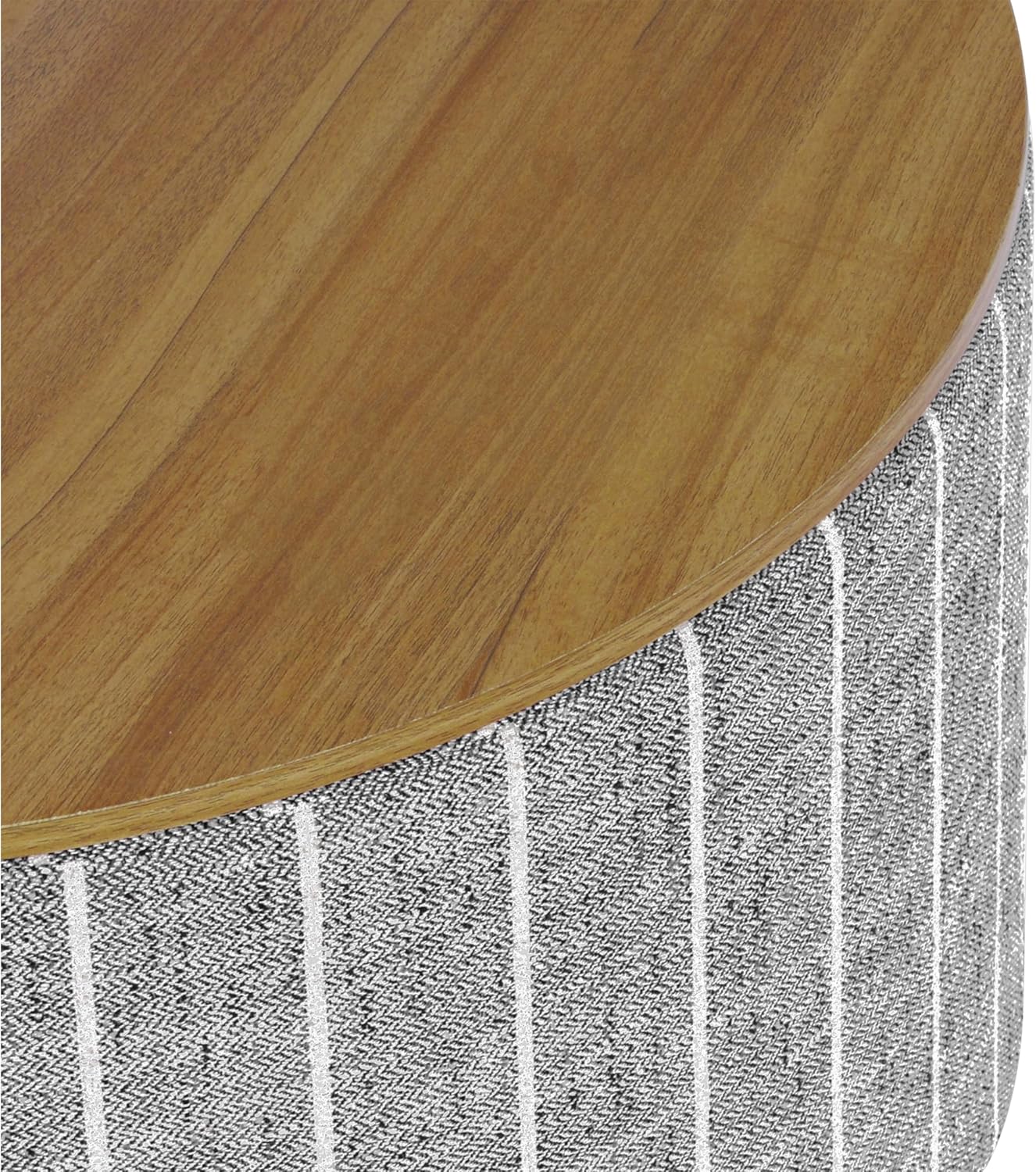 HomePop Modern Fabric Storage Ottoman with Wood Top - Midnight Gary Woven Stripe