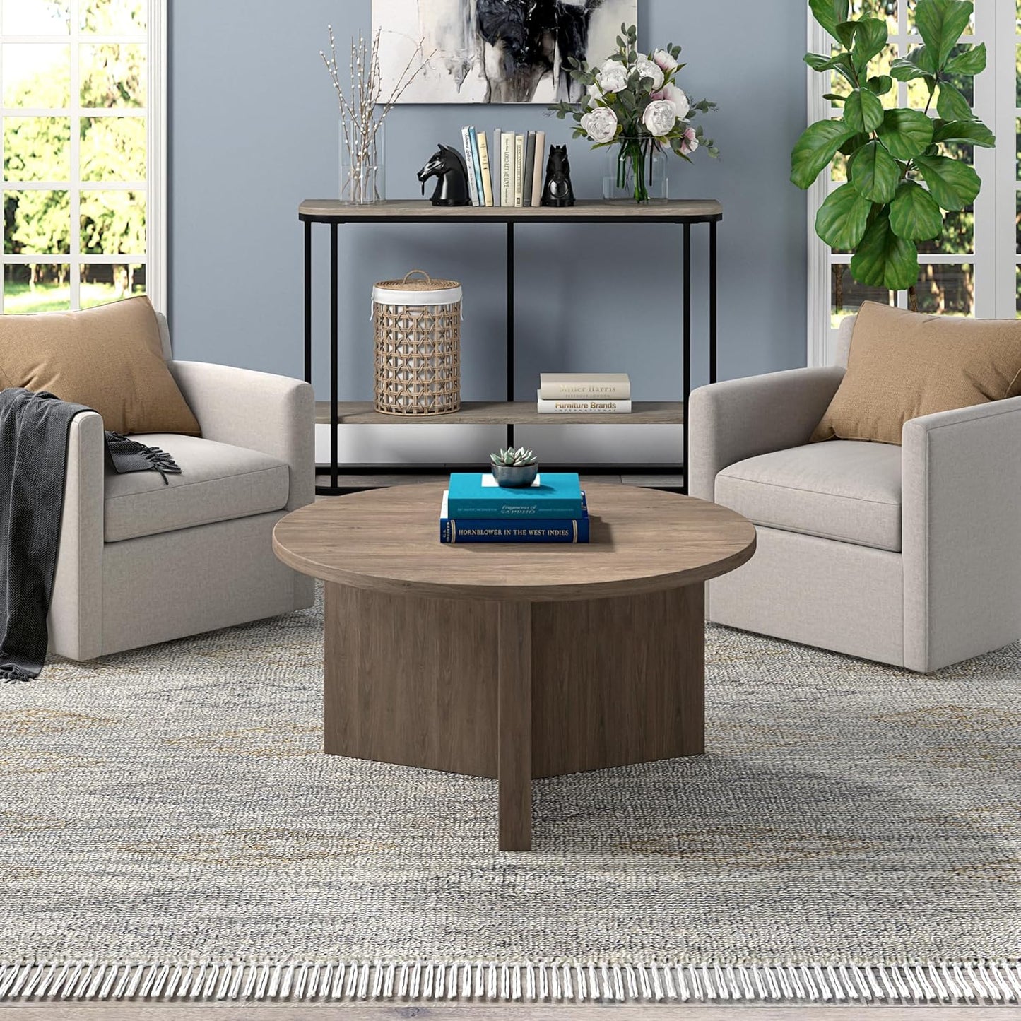 Henn&Hart Anders Coffee Table, 32" Wide,Grey