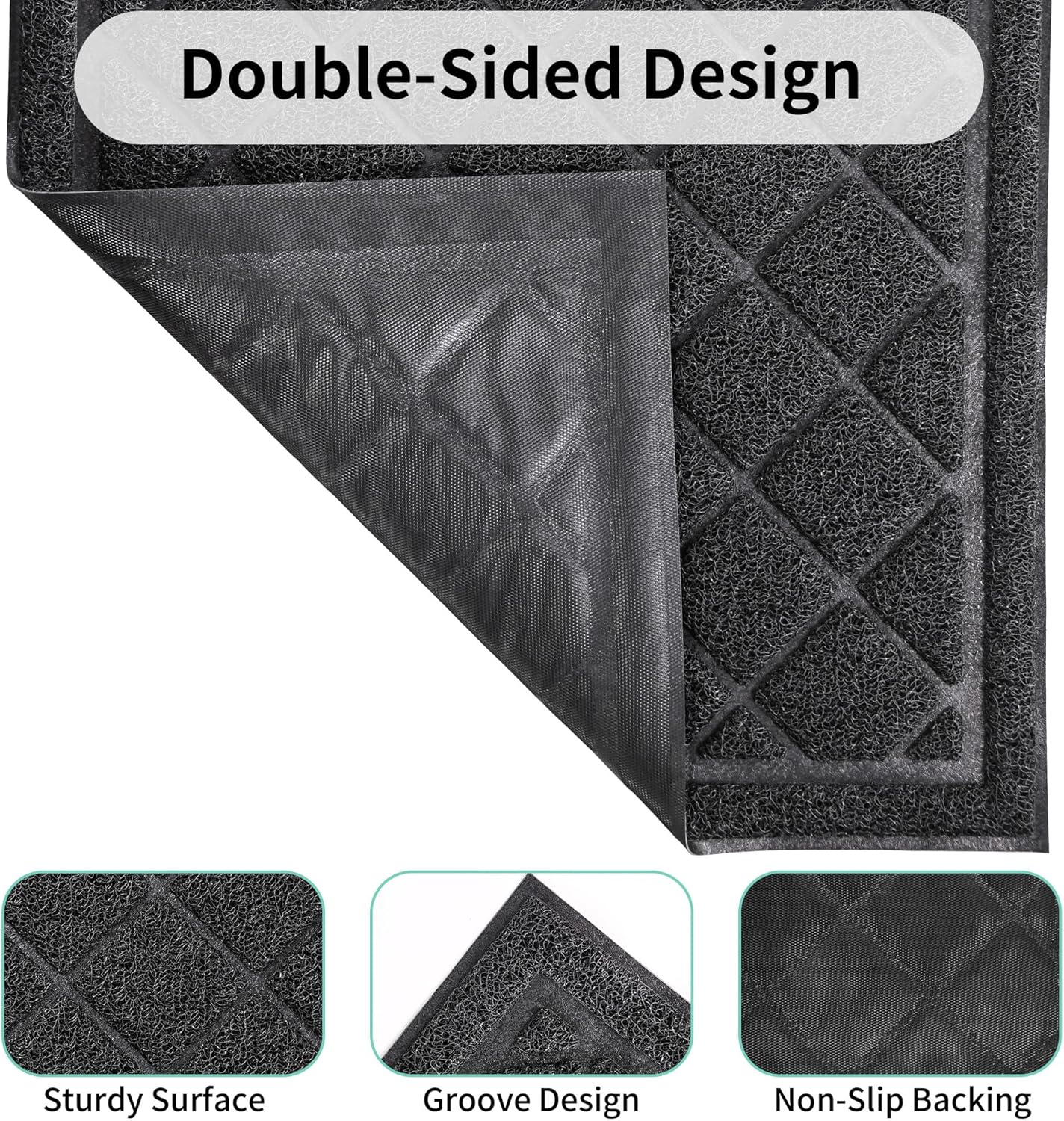 Front Door Mat Indoor Outdoor, 48" x 30" Non Slip Welcome Doormat for Entryway, Heavy Duty Low Profile Entrance Rug for High Traffic Areas, Patio, Outside Entry, Yard, Porch Waterproof