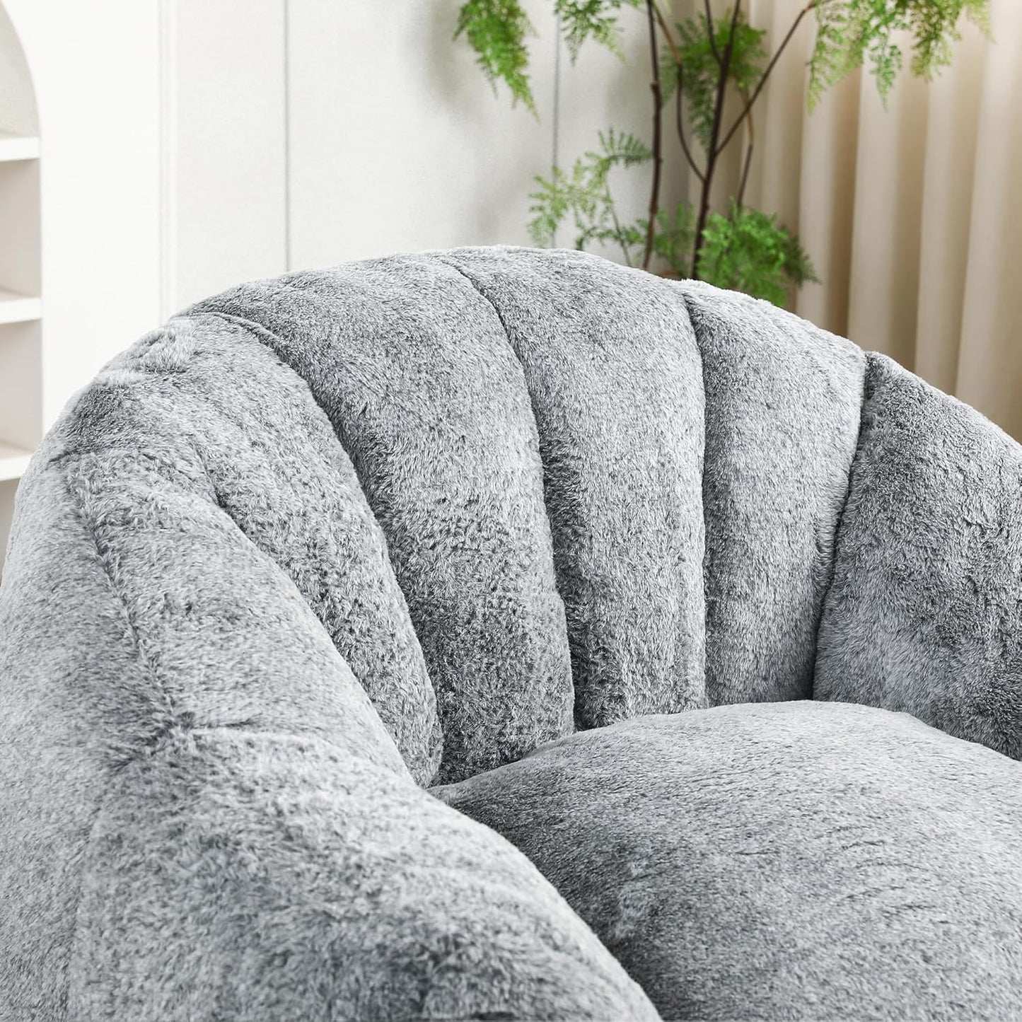 Furniliving Bean Bag Chair, Giant Bean Bag Chair Stuffed Floor Sofa for Adults Comfy Bean Bag Sofa with Back Support, Oversized Bean Bag Couch for Living Room Bedroom Office, Faux Leather, Dark Grey